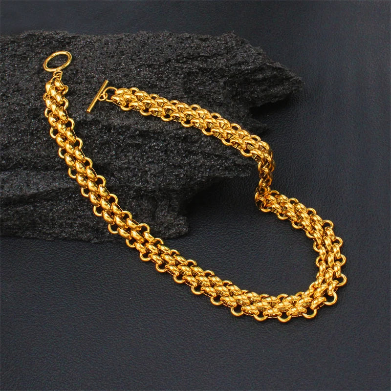 316L Stainless Steel 2025 New High-end Trendy Jewelry 18K Gold-plated Cool Charm Watch Strap Chain Necklaces Bracelets For Women