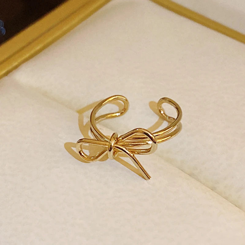 Minimalist Bowknots Cilp Earrings for Women Hollow Heart Star Sweet Personality Temperament Ear Cuffs Accessories Jewelry Gifts