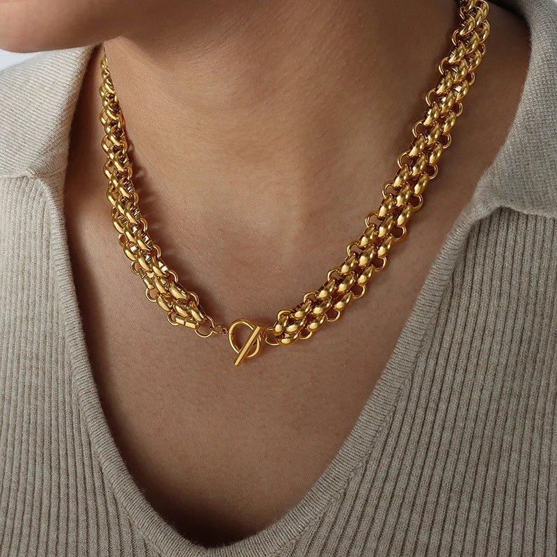 316L Stainless Steel 2025 New High-end Trendy Jewelry 18K Gold-plated Cool Charm Watch Strap Chain Necklaces Bracelets For Women
