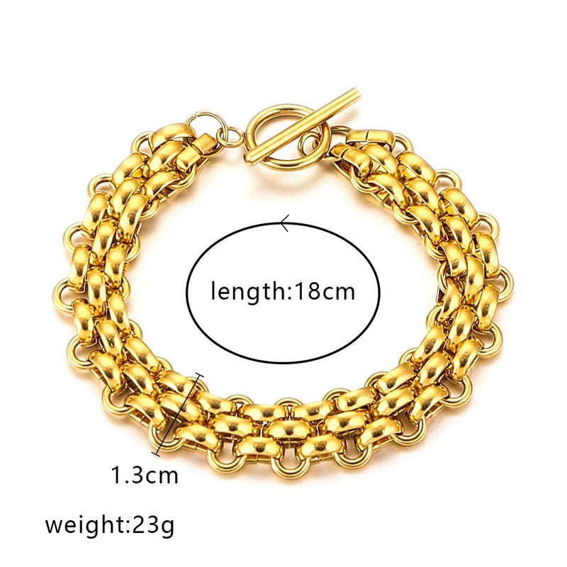 316L Stainless Steel 2025 New High-end Trendy Jewelry 18K Gold-plated Cool Charm Watch Strap Chain Necklaces Bracelets For Women