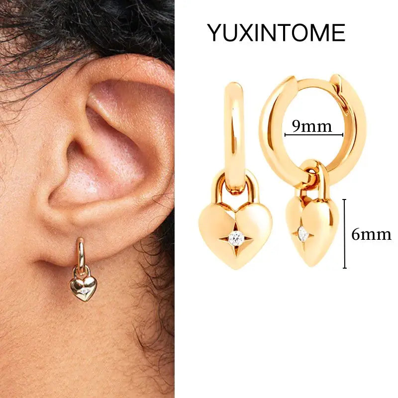 925 Sterling Silver Needle Vintage Square Round Pendant Earrings For Women Crystal Shell Geometric Earrings Fashion Jewelry