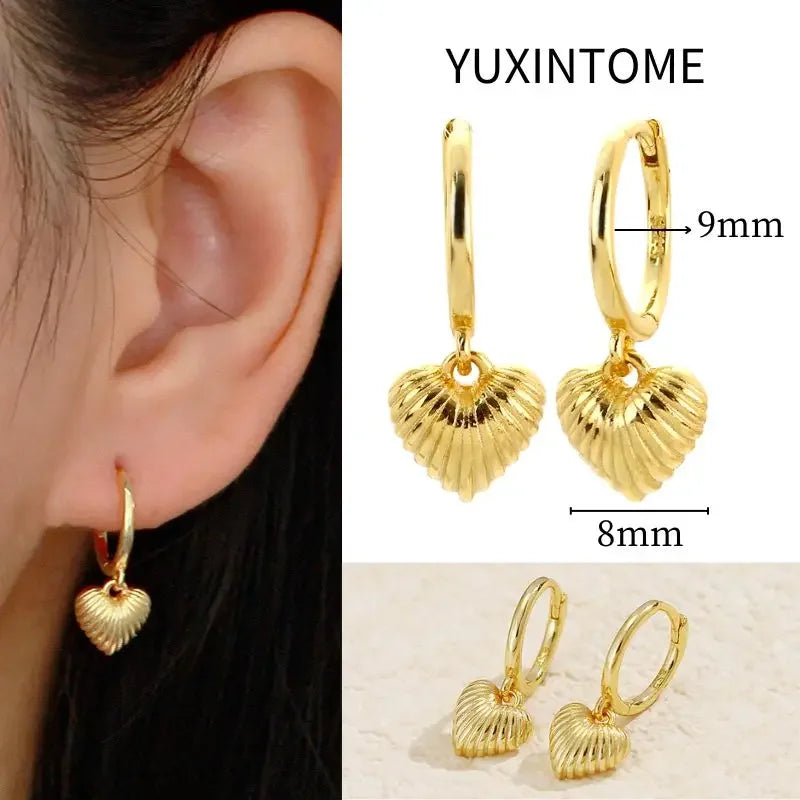 925 Sterling Silver Needle Vintage Square Round Pendant Earrings For Women Crystal Shell Geometric Earrings Fashion Jewelry