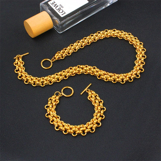 316L Stainless Steel 2025 New High-end Trendy Jewelry 18K Gold-plated Cool Charm Watch Strap Chain Necklaces Bracelets For Women