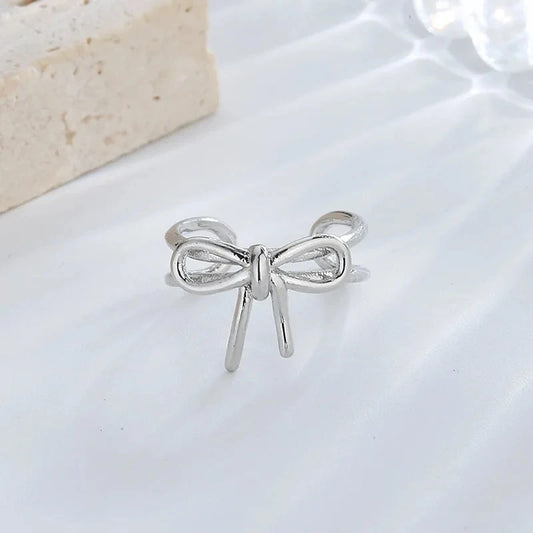 Minimalist Bowknots Cilp Earrings for Women Hollow Heart Star Sweet Personality Temperament Ear Cuffs Accessories Jewelry Gifts