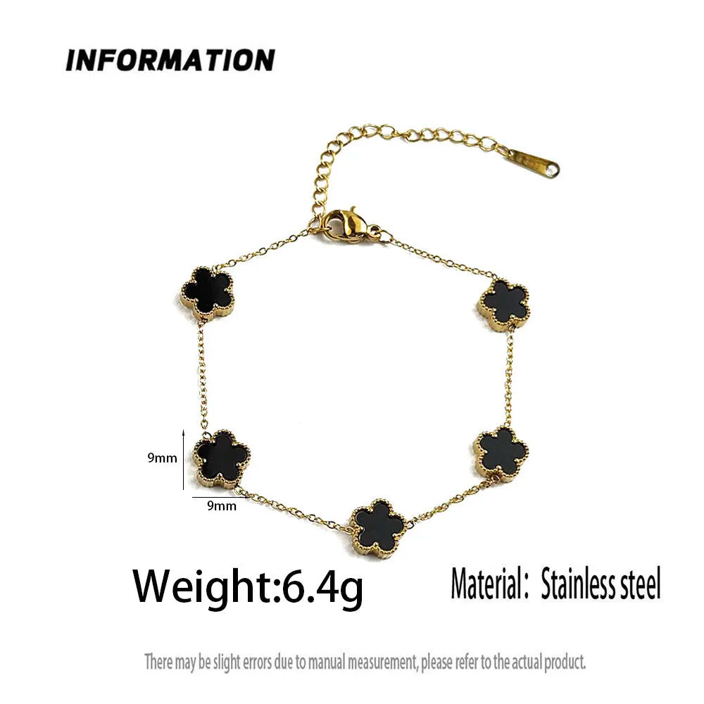New five-leaf clover white shell pendant, high-quality waterproof metal 18K women's bracelet, wedding party jewelry